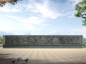 三世佛浮雕壁画图片样式