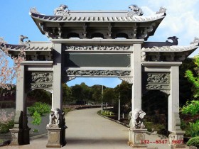 石雕门楼乡镇牌楼与石雕单门农村地区经典的雕刻图片