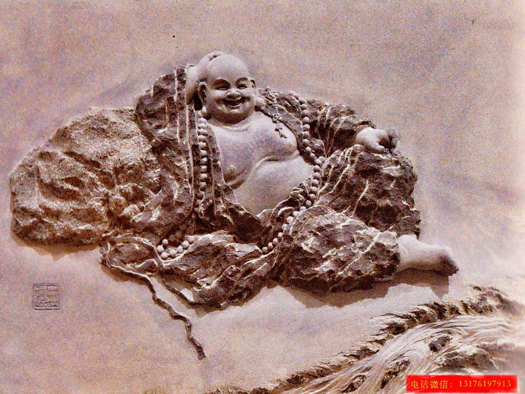 四川寺院古朴的浮雕石雕壁画装饰图片