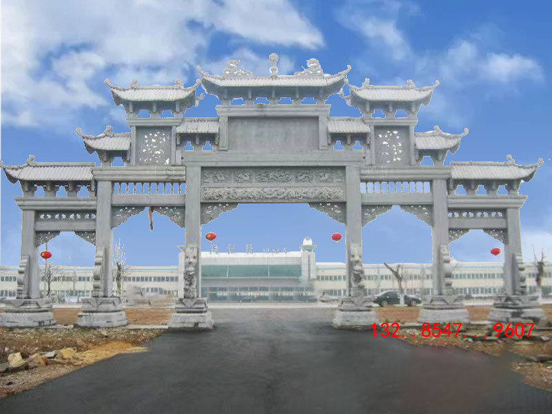 河南景区石牌坊农村石牌楼雕刻样式搭配图案