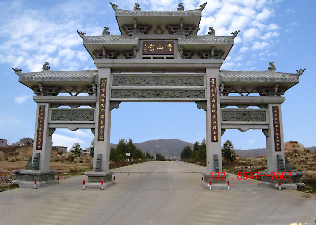 景区牌坊石牌楼搭配图案祠堂大门石门楼雕刻造型