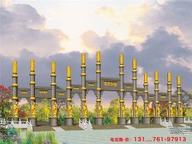 村门牌坊村口牌楼雕刻十二生肖图片样式