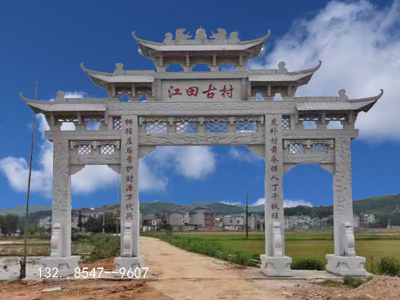 农村石雕牌坊石门楼的建造特点与农村牌坊图案都有哪些作用