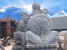 青石门墩图片大全_石狮子门墩石厂家
