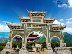 湖南寺院石雕山门_石头大门牌坊图片寓意