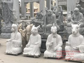 兽首人身十二生肖石雕与十二生肖铜兽首雕刻