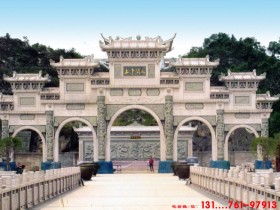 浙江和海南山门石牌坊样式和莲花图片寓意