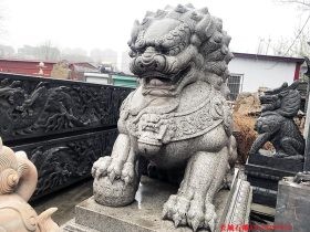 湖南石狮子摆放雕刻制作的民俗文化