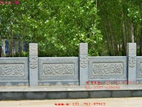 河道护栏厂家-景观花岗岩石雕栏杆雕刻图案设计