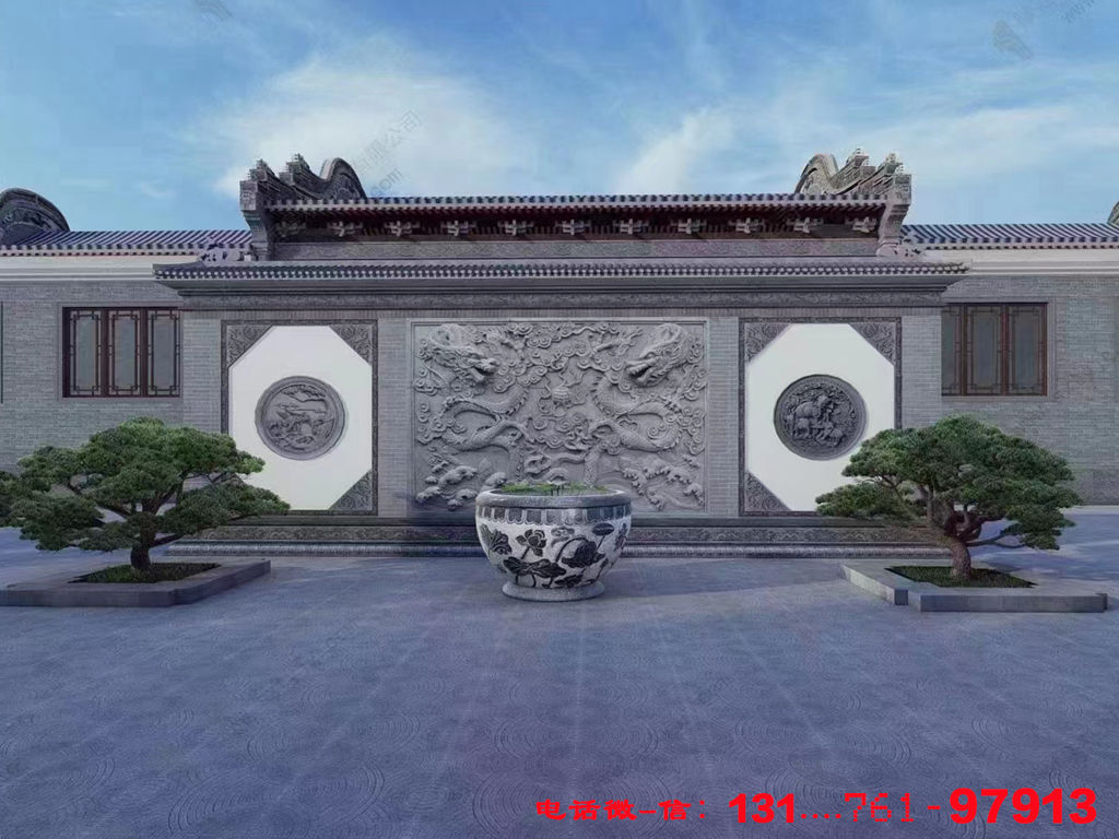 仿古建筑迎门墙