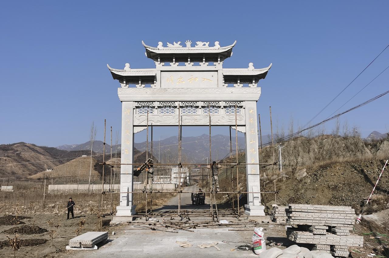 长城石雕农村牌坊图片
